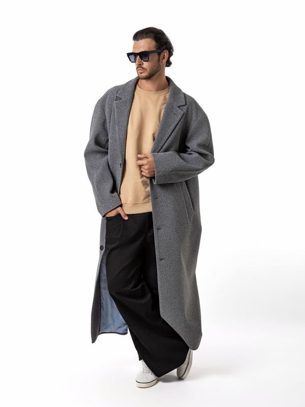 Пальто однобортное светло-серое - фото 4