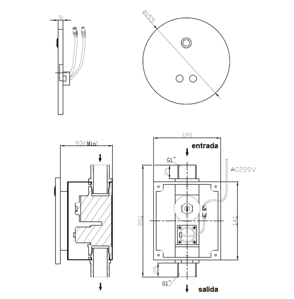 Смыв сенсорный/с кнопкой встраиваемый для унитаза алюминий NOFER 07292.B глянцевый