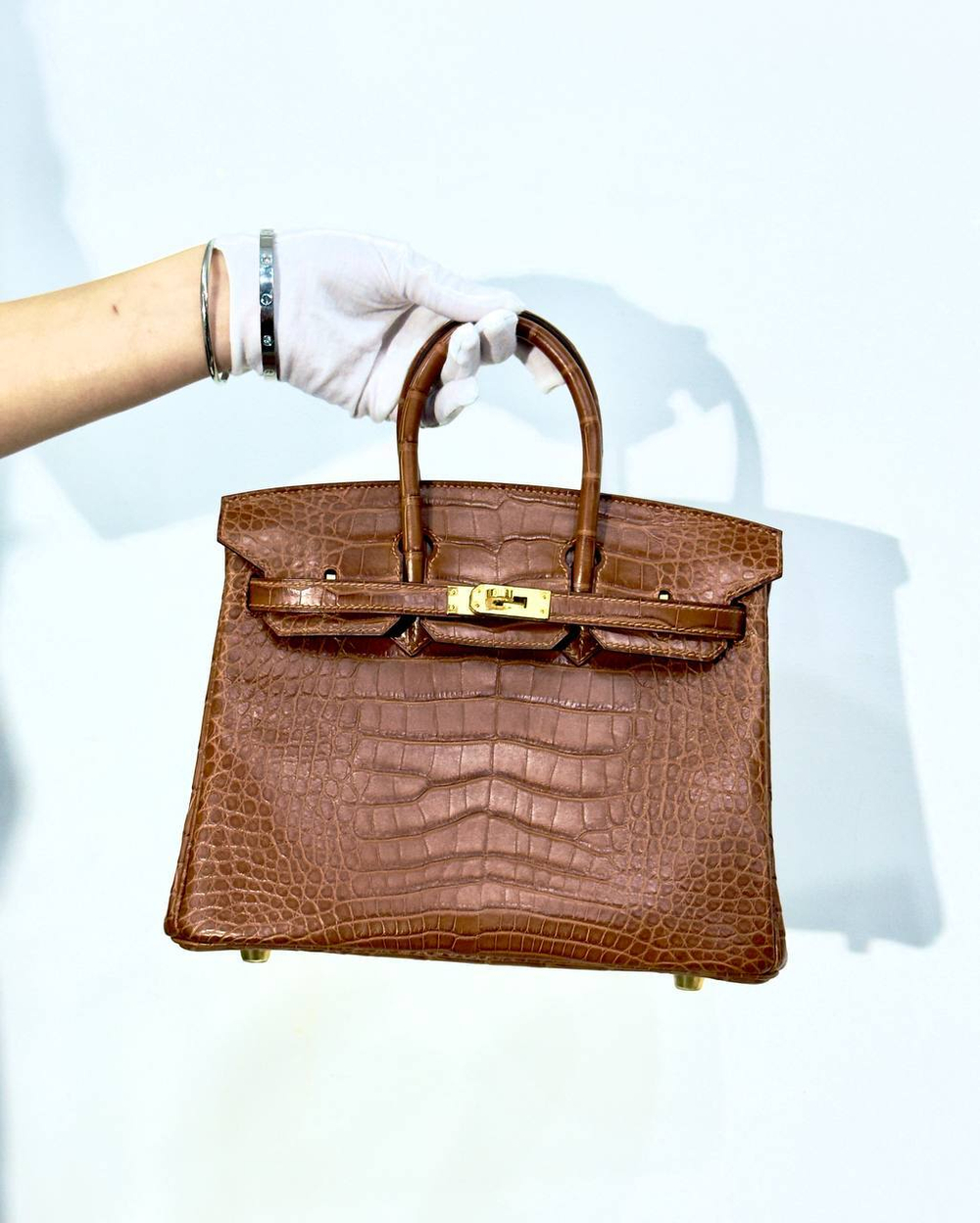Сумка Hermes из кожи крокодила 25 см