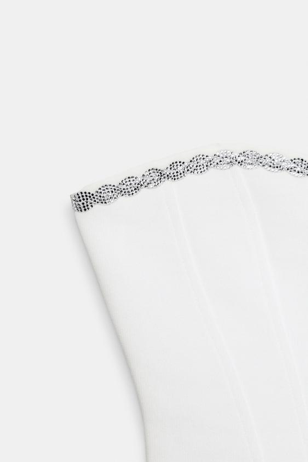 ZARA ЭЛАСТИЧНЫЙ ТОП-КОРСЕТ СО СТРАЗАМИ, ЖЕЛТОВАТО-БЕЛЫЙ
