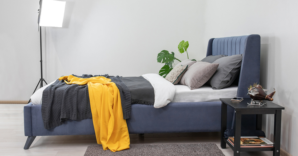 Мелисса (140)Кровать двойная без ПМ арт. Тори 83 велюр (серо-синий)