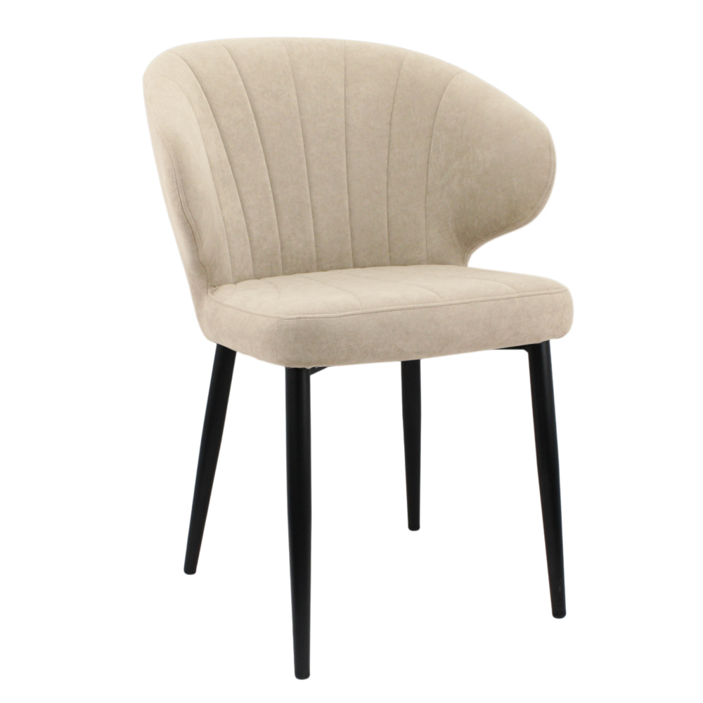 Стул "Милтон" (арт. 357), велюр Бренди В03 бежевый, ножка круглая черная