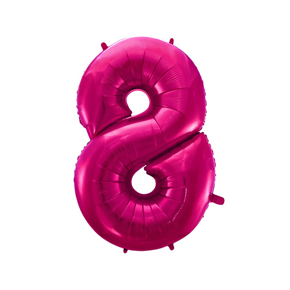 Шар (40''/102 см) Цифра, 8, Фуше, Фуксия, 1 шт.