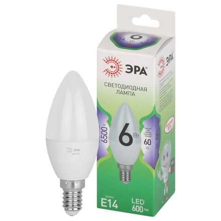 Лампочка светодиодная ЭРА GREEN LINE LED B35-6W-865-E14 GL E14 6 Вт свеча холодный свет