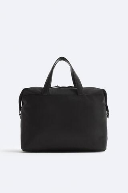 ZARA НЕЙЛОНОВАЯ СУМКА-БОУЛИНГ СРЕДНЕГО РАЗМЕРА, ЧЕРНЫЙ
