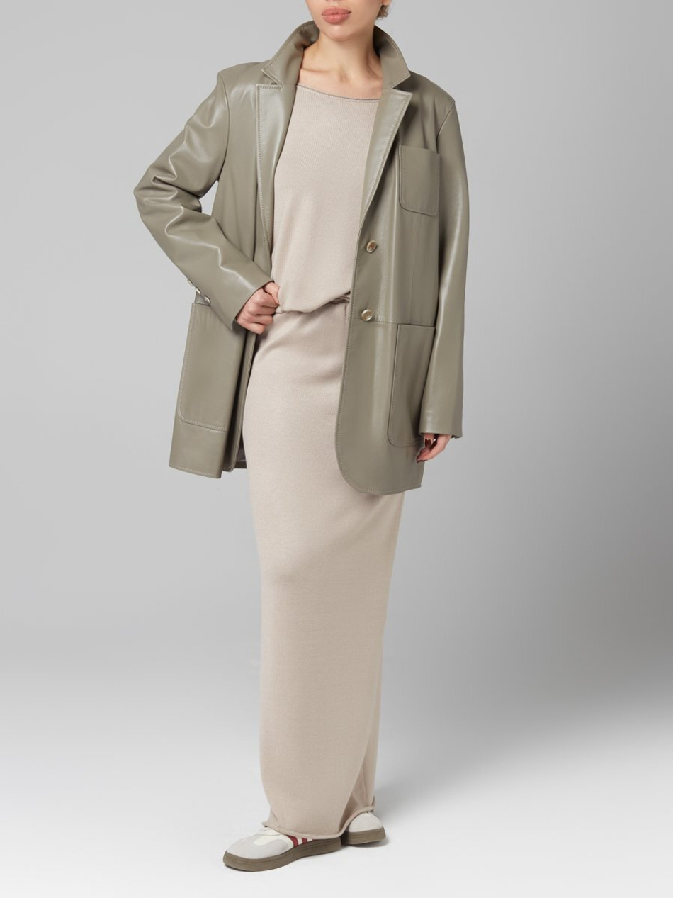 Пиджак однобортный из кожи