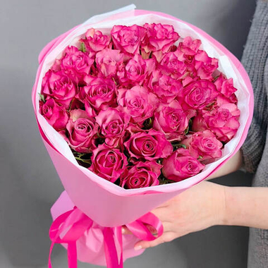 Букет из 25 розовых роз (Кения 40 см)