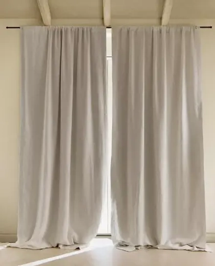 ZARA HOME ЛЬНЯНАЯ ШТОРА БЛЭКАУТ, БЕЛЫЙ