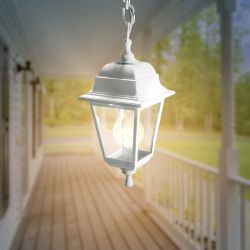 Садово-парковый светильник ЭРА НСУ 04-60-001 белый 4 гранный подвесной IP44 Е27 max60Вт