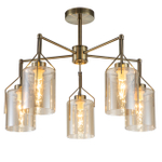 Светильник на штанге 5x40Вт E14, металл/стекло, бронза