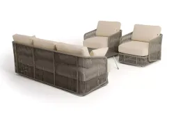 "Альбано" лаунж-зона 5-местная плетеная из роупа (веревки), каркас алюминиевый светло-серый, роуп серый меланж