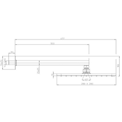 Bossini MatBlack верхний душ 280x280 мм с держателем 350 мм, цвет чёрный матовый