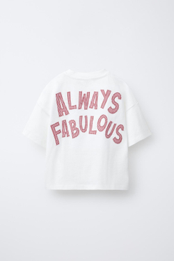 ZARA ФУТБОЛКА В КЛЕТКУ ВИШИ, БЕЛЫЙ