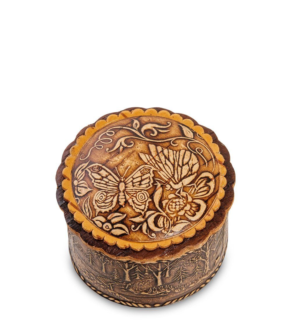 Народные промыслы BST-119 Шкатулка «Бабочки» мал. (береста)