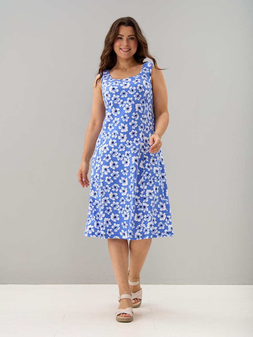 Платье П-012/голубой-мак
