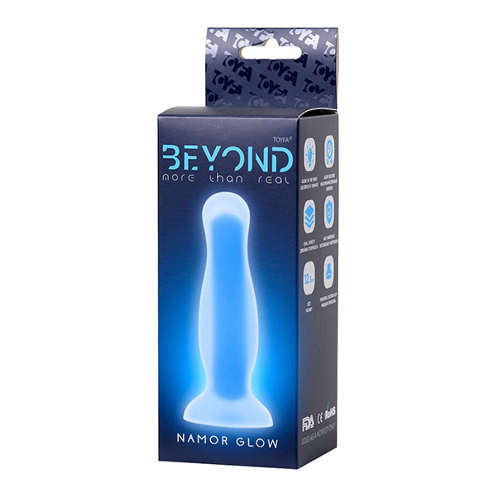 Голубая светящаяся в темноте анальная втулка 12,5см ToyFa Beyond Namor Glow 873007