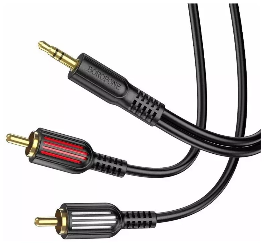 Шнур 3.5-2RCA 1.5-метр BOROFONE BL11 / AUX jack 3.5мм - тюльпаны