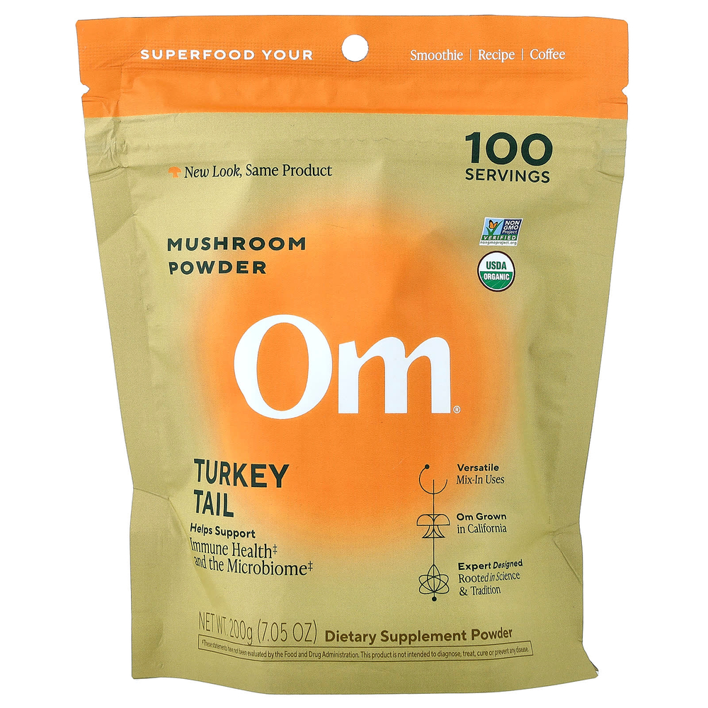 Om Mushrooms, грибной порошок, трутовик разноцветный, 200 г (7,05 унции)