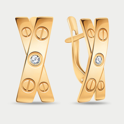 Серьги для женщин из розового золота 585 пробы с фианитами (арт. 21165)