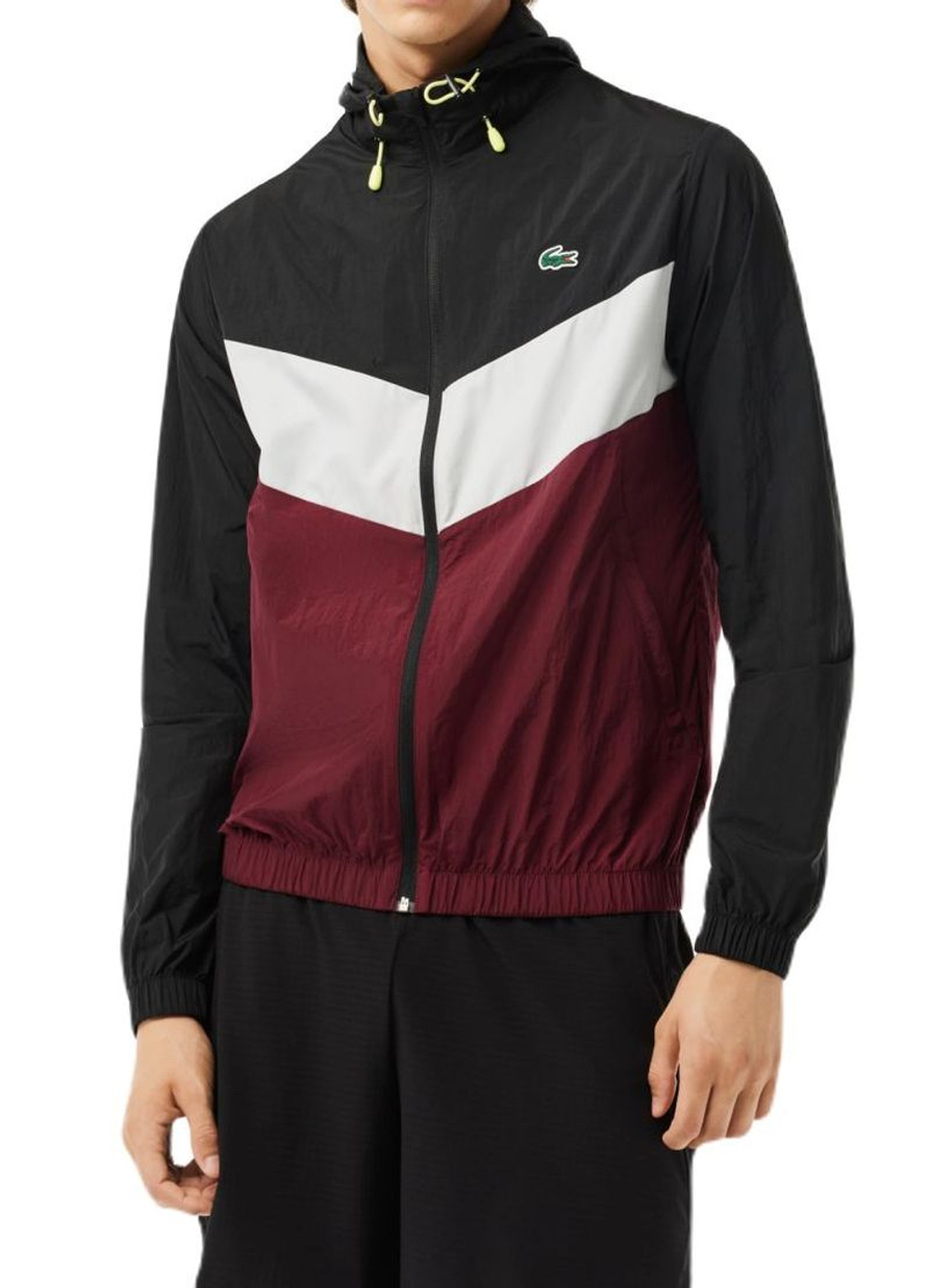 Куртка теннисная Lacoste Water Resistant Packaway Zipped Sport - black/gris/bordeaux