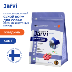 Jarvi сухой полнорационный корм для взрослых собак средних и крупных пород,говядина, 400г.