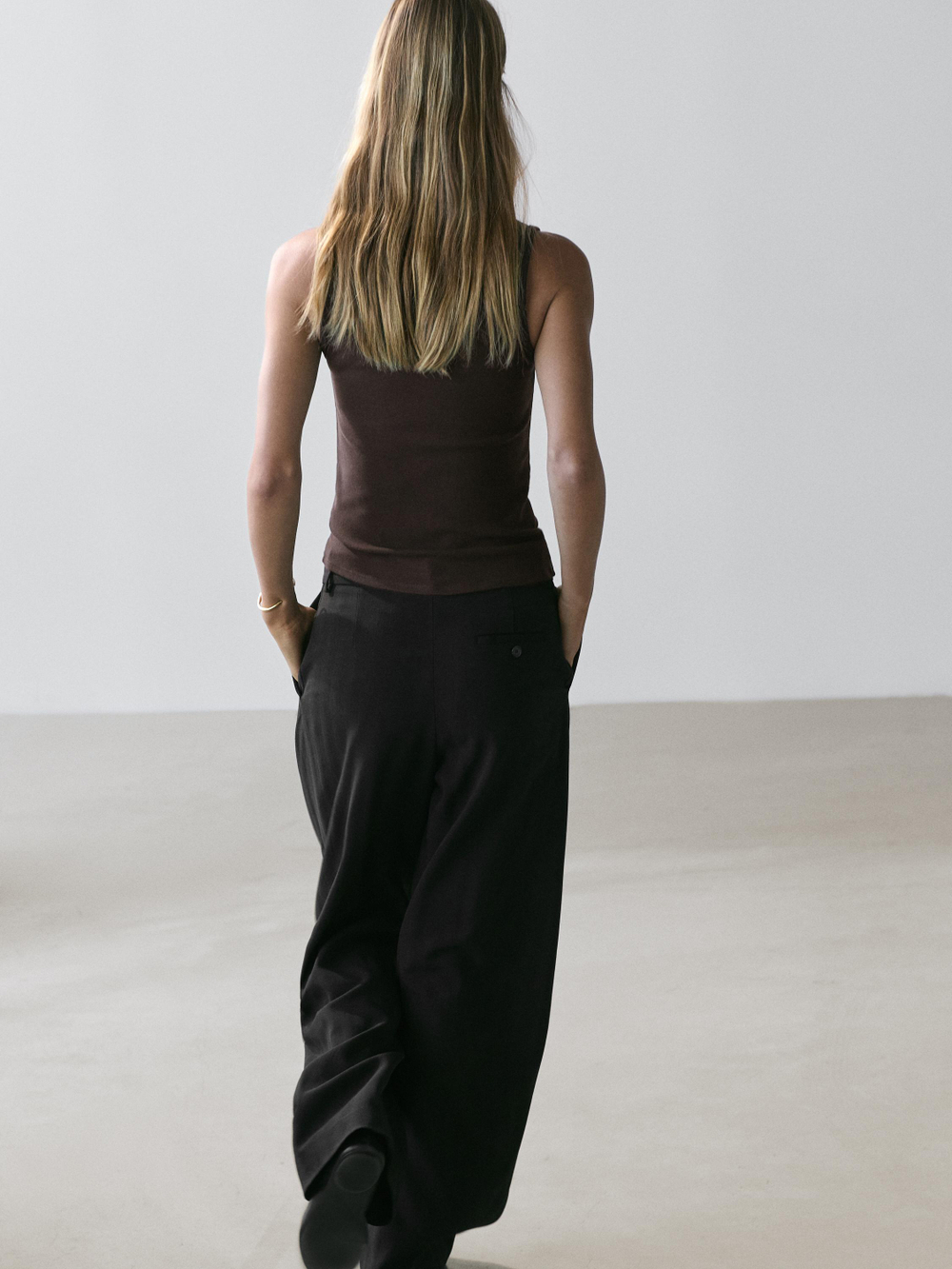 Massimo Dutti Топ без рукавов с квадратным вырезом, коричневый