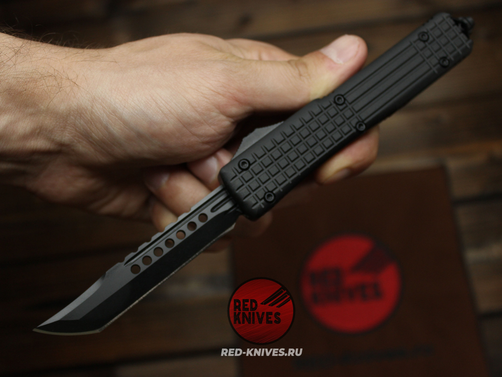 Нож Microtech Ultratech Delta Shadow Frag H/E - черный клинок хэлхаунд + запчасти МТ4