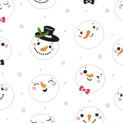 Веселые Снеговики Новогодний Зимний Принт