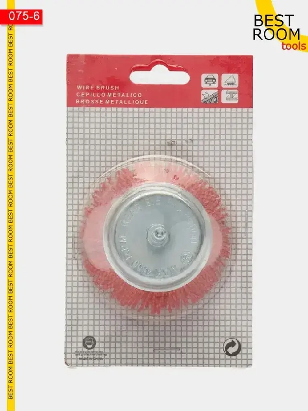 Щетка нейлоновая для дрели, Корщетка "чашка" насадка на дрель нейлоновая 75 х 6 мм