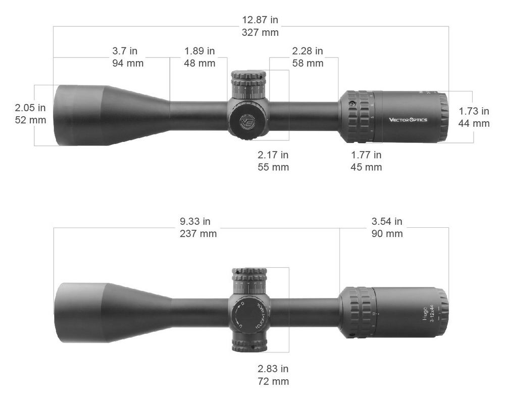 Оптический прицел Vector Optics Hugo 3-12x42, сетка 22LR Rimfire, 25,4 мм, ( установка на Тигр / Сетка 22LR Rimfire / азотозаполненный )