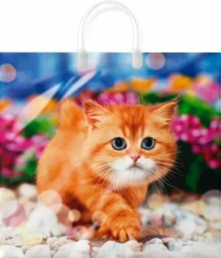 Пакеты с пластиковыми ручками "Пушок" 38х35+10см 90мкм (10/100шт)