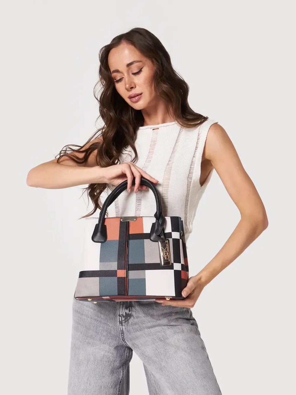 Сумка через плечо кожаная тоут классика средняя