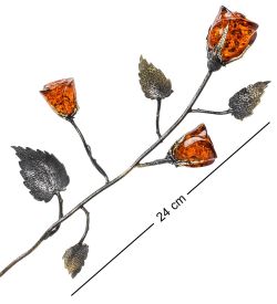 Народные промыслы AM-1263 Фигурка «Роза» (латунь, янтарь)