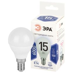 Лампа светодиодная ЭРА STD LED P45-15W-860-E14 15Вт шар холодный дневной свет Е14 | Лампы cветодиодные Шар (G/P)