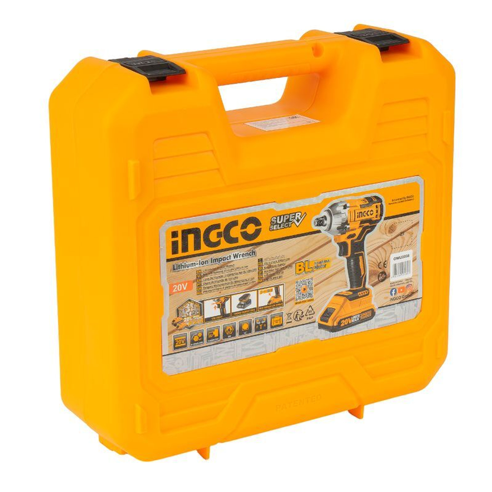 Гайковерт бесщеточный Ingco CIWLI2038 20В 2x2 Ач