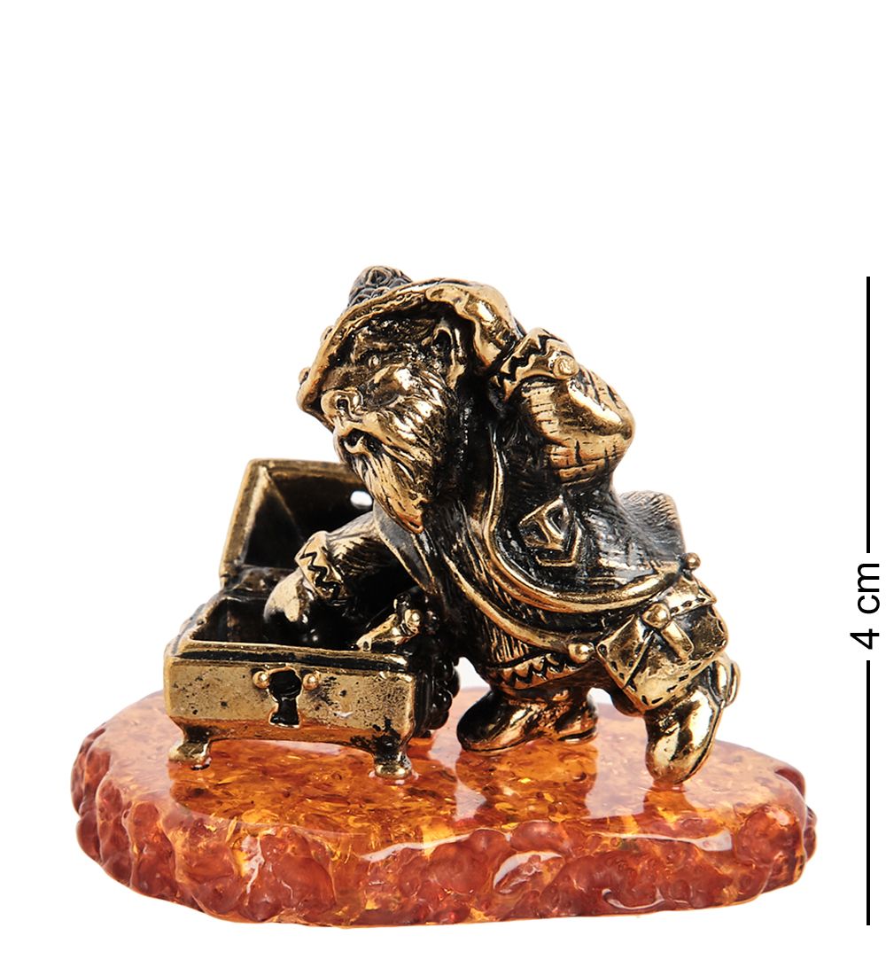 AM-1825 Фигурка «Гном с сокровищами» (латунь, янтарь)