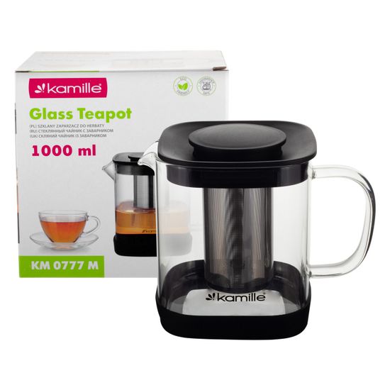 Стеклянный заварочный чайник  1000 мл. Kamille KM 0777M со съемным ситечком