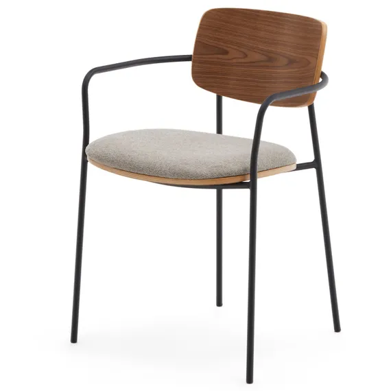 Стул Maureen со шпоном ореха и металлом в черной отделке