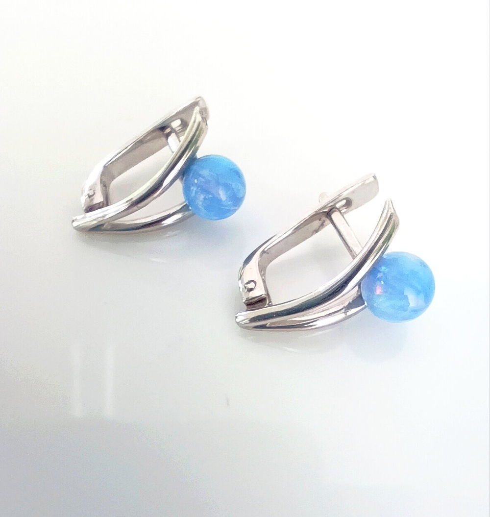 Серьги "Эстерелла", с синтетическим опалом и фианитами, серебро 925 пробы/Ф