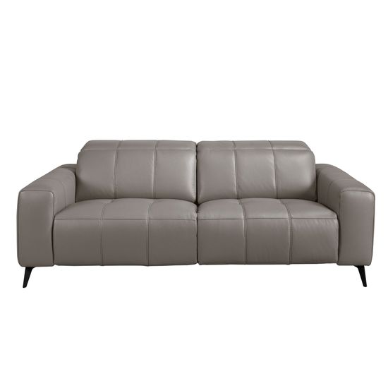 3-местный диван с реклайнером из серой кожи модель 6210