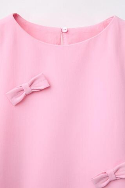 ZARA ПЛАТЬЕ С БАНТАМИ, РОЗОВЫЙ