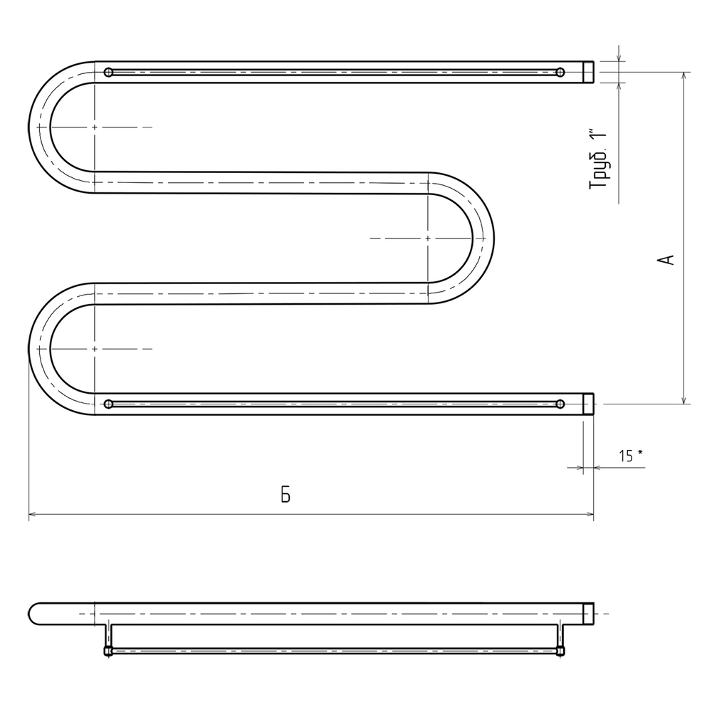 Полотенцесушитель MIXLINE SIMPLE М 50x60 1'' ПОЛКА ПОЛИМЕР