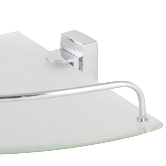 Полка угловая стеклянная на стальном креплении Besser BS 8817 (28,5х28,5х6 см)