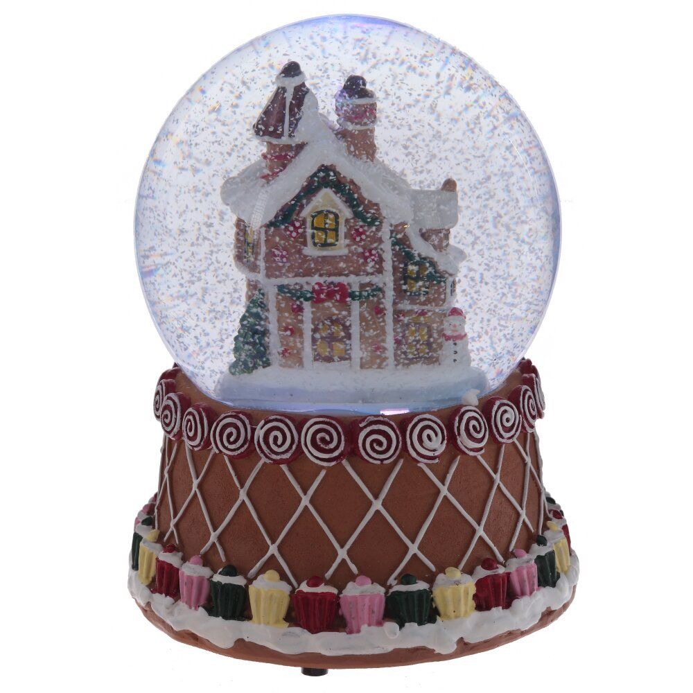 GAEM Фигурка декор в стекл шаре "Пряник" (подсв, муз, вьюга, AAAх3 н/п), D 9.5 см, L10,5 W10,5 H15 см
