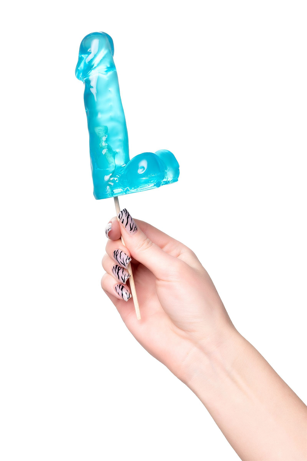 Голубой леденец в форме члена со вкусом блю кюрасао - 173 гр. (Цвет: голубой)