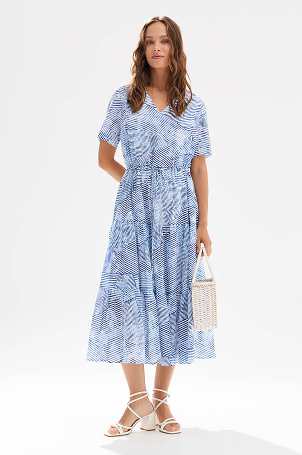 51771 Платье женское (бело-синий принт)