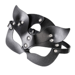 Черная кожаная рельефная маска кошки (Цвет: черный)