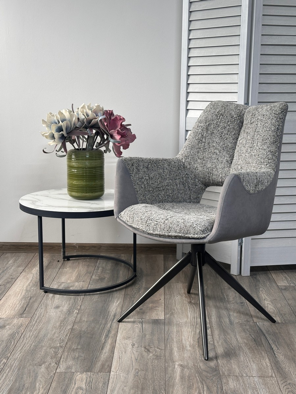 Стул М-City DISAUR Давен (Daven) поворотный на 360 градусов, Серый Riely-450, G1038-04, ткань, темно-серый каркас