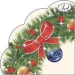 Салфетки бумажные круглые RONDO Новогодний венок, d-32см, 3 слоя, 12л