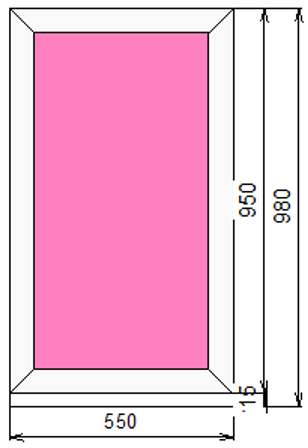Пластиковое окно 950 х 550 ТермА Эко с глухой створкой